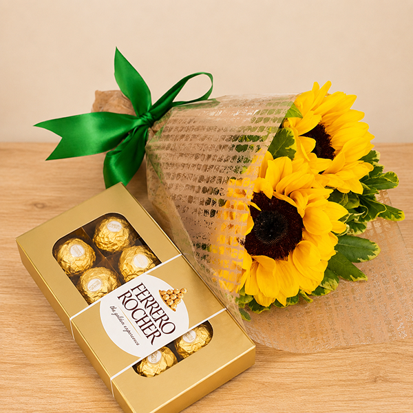 Buqu� de Girassol com Ferrero